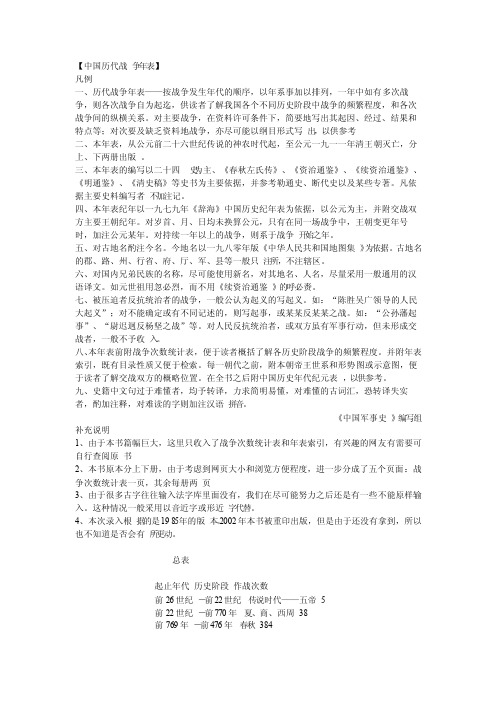 【中国历代战争年表】