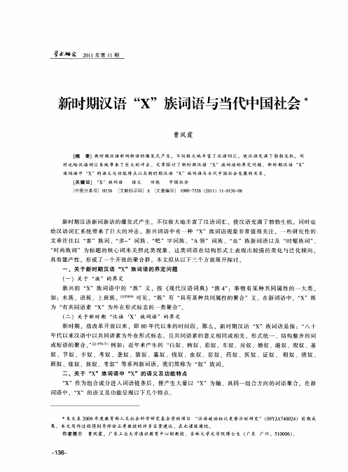 新时期汉语“X”族词语与当代中国社会