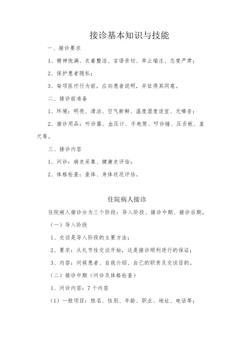 接诊基本知识与技能