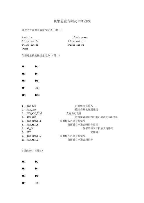 联想前置音频及USB改线