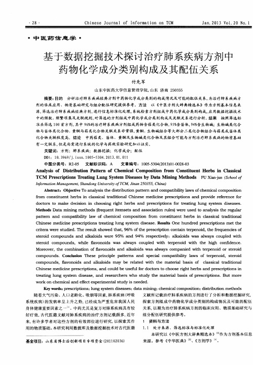 基于数据挖掘技术探讨治疗肺系疾病方剂中药物化学成分类别构成及其配伍关系