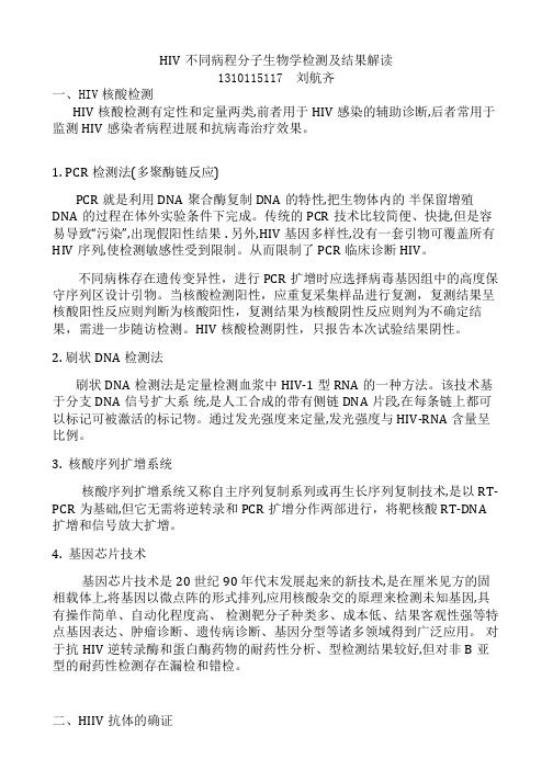 HIV不同病程分子生物学检测