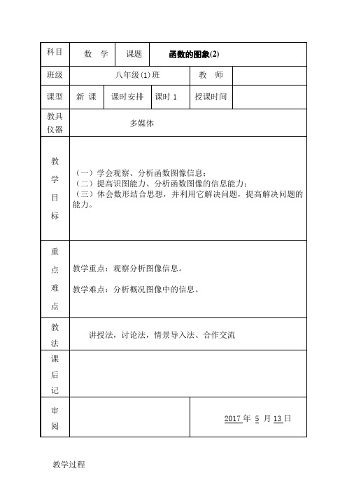 人教版初中数学八年级下册19.1.2《函数的图象》教案设计