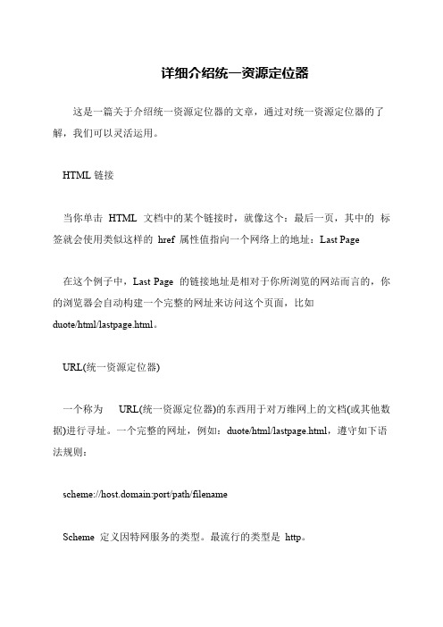 详细介绍统一资源定位器