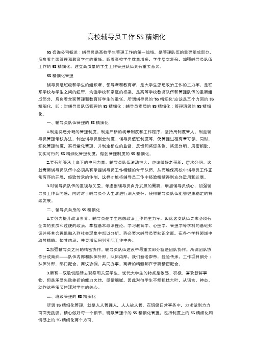 高校辅导员工作5S精细化