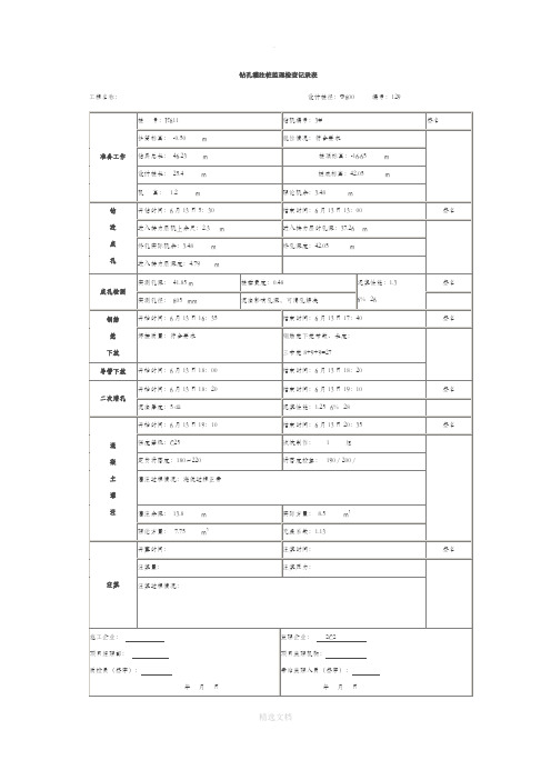 钻孔灌注桩监理检查记录表范本