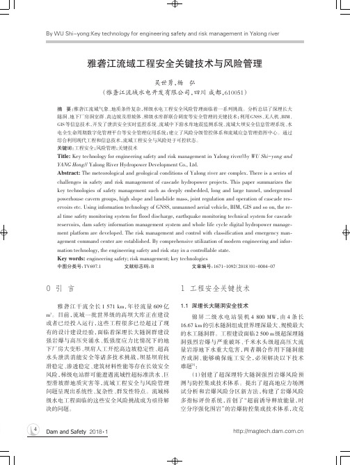 雅砻江流域工程安全关键技术与风险管理