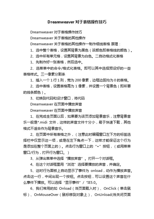 Dreamweaver对于表格操作技巧