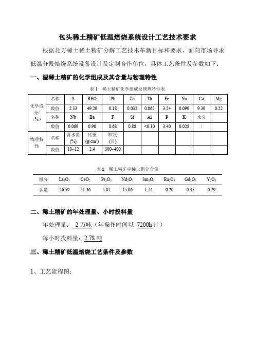 稀土精矿低温焙烧工艺条件及参数