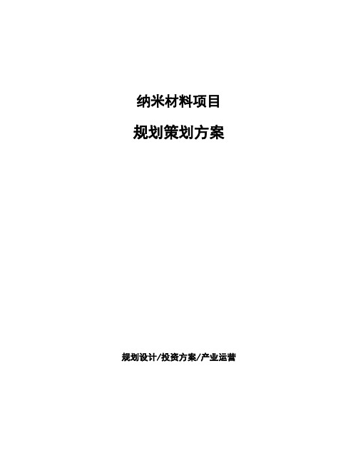 纳米材料项目规划策划方案