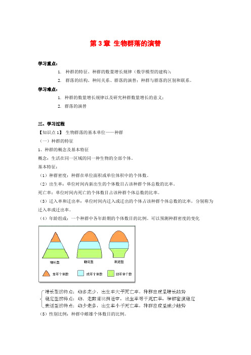 高中生物 第3章 生物群落的演替(学案)苏教版必修3
