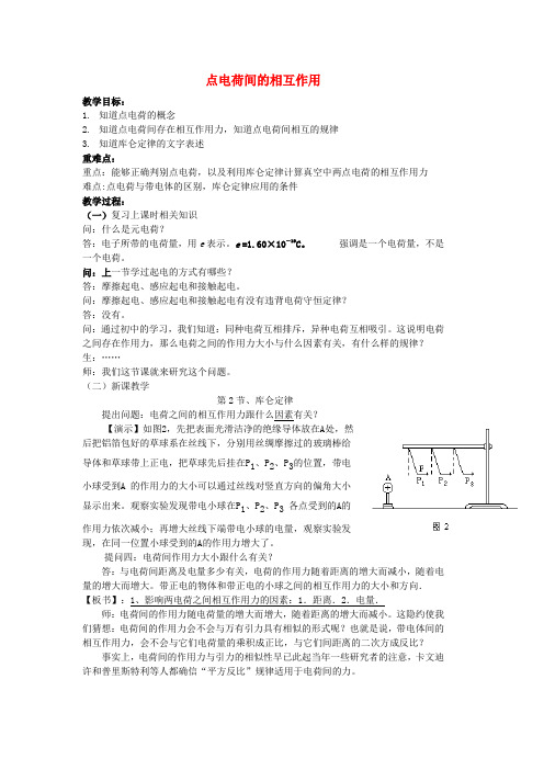 高中物理 第一章 电与磁 第2节 点电荷间的相互作用教案 粤教版选修1-1