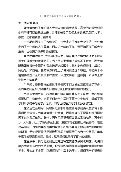 大一团支书学期工作总结（精选15篇）