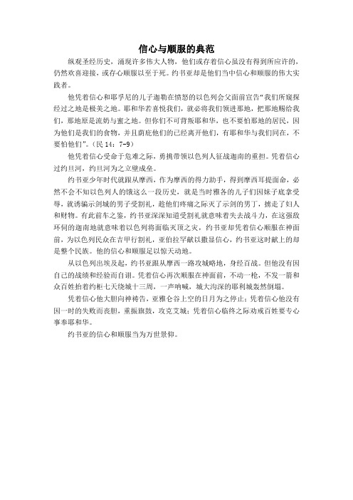 信心与顺服的典范