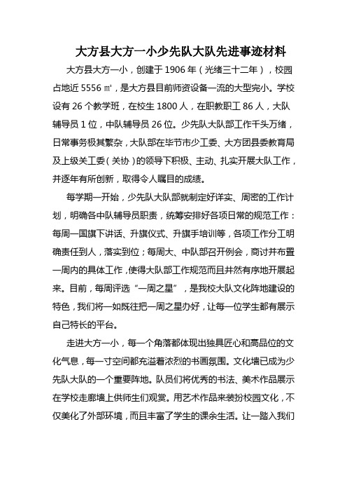 大方县大方一小少先队大队先进事迹材料
