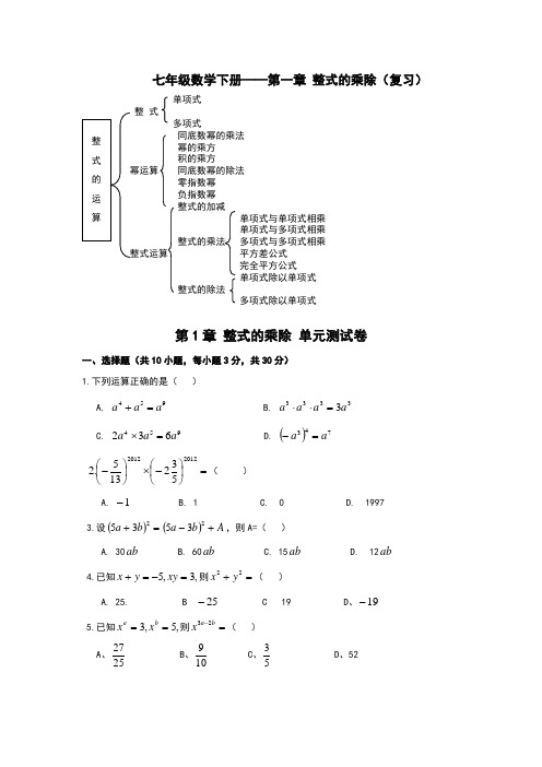 新版北师大版七年级数学下册单元测试题期末题大全带答案