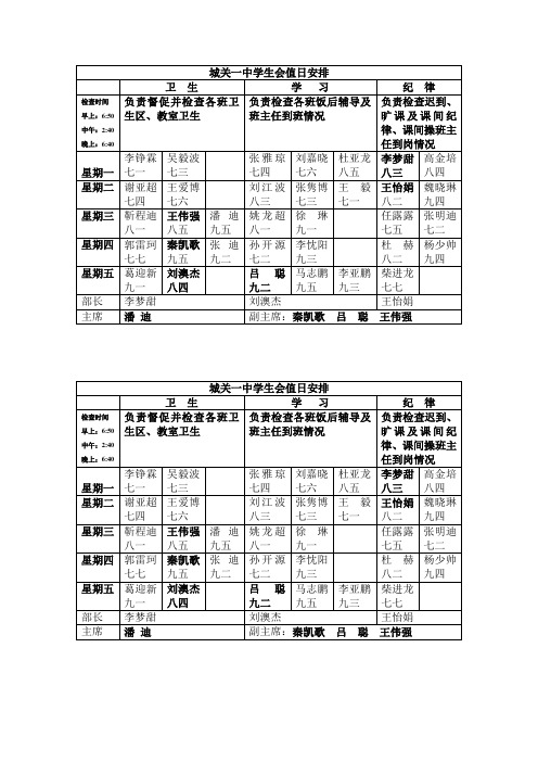 学生会值日表Word