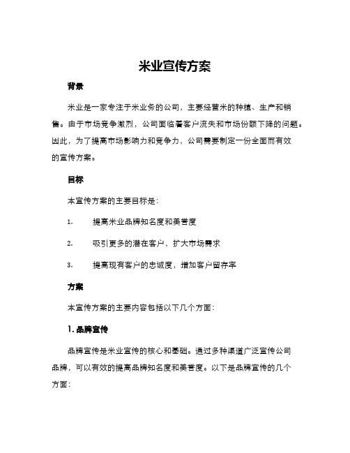 米业宣传方案