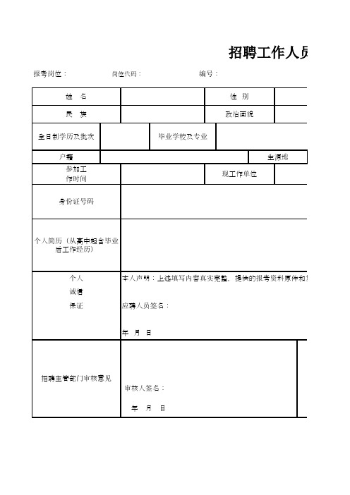 招聘工作人员资格审查表