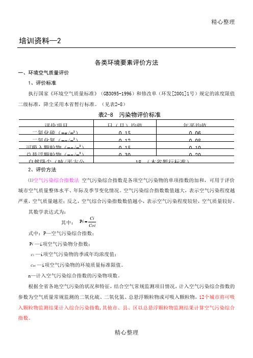 各类环境要素评价方法-综合污染指数