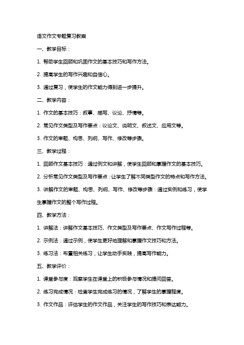 语文作文专题复习教案