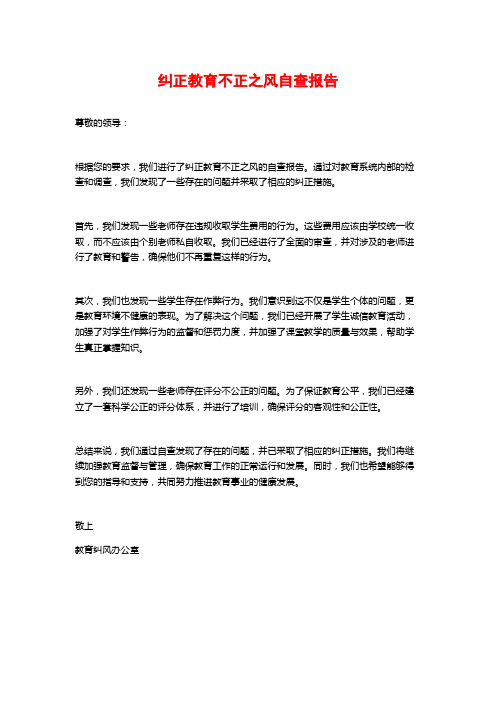纠正教育不正之风自查报告