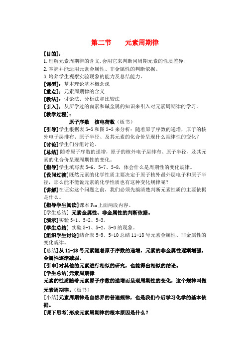 高中化学 第一章第二节 元素周期律教案2 新人教版必修2