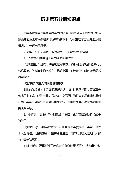 历史第五分册知识点