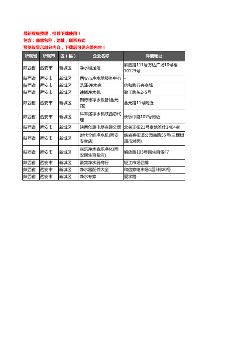 新版陕西省西安市新城区净水器企业公司商家户名录单联系方式地址大全12家