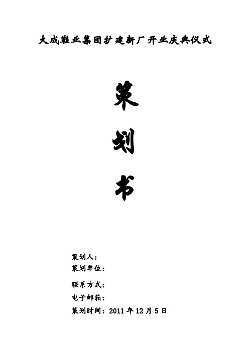 大成鞋城开业庆典策划书