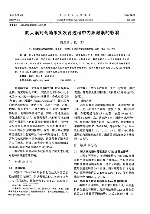 膨大素对葡萄果实发育过程中内源激素的影响