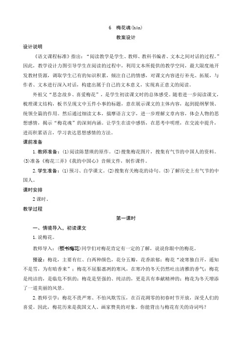 6《梅花魂》教案设计
