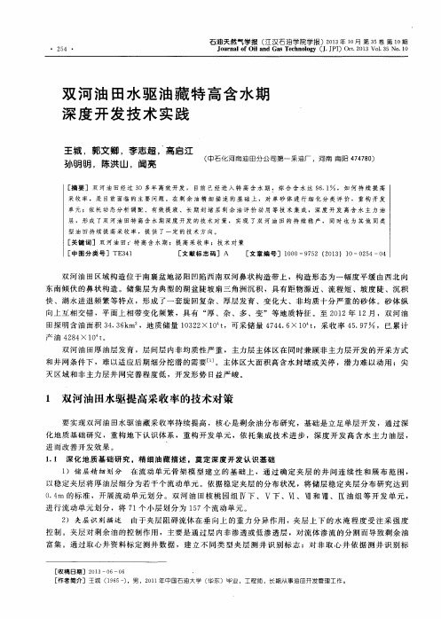 双河油田水驱油藏特高含水期深度开发技术实践
