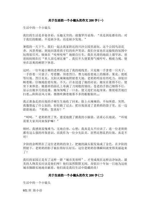 关于生活的一个小镜头的作文200字