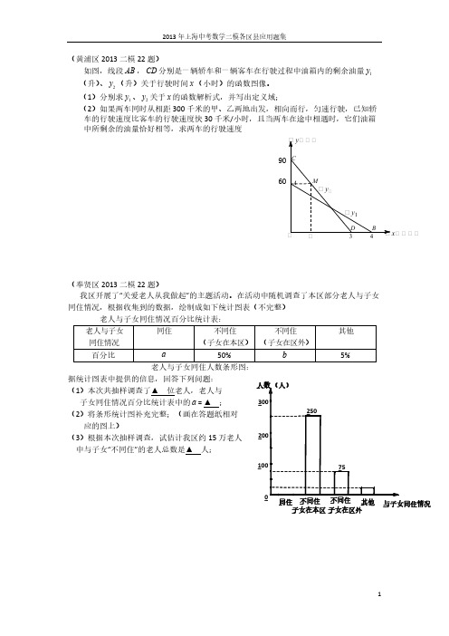 【免费下载】上海中考各区数学二模应用题集