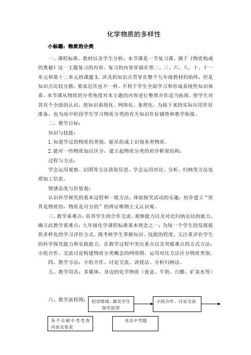 2021年九年级化学人教版(五四学制)专题复习：化学物质的多样性  教案 