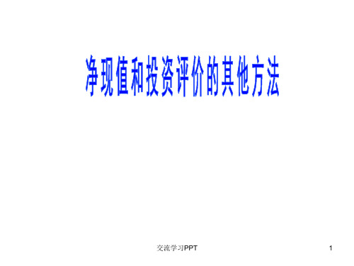 公司理财净现值和投资评价的其他方法PPT
