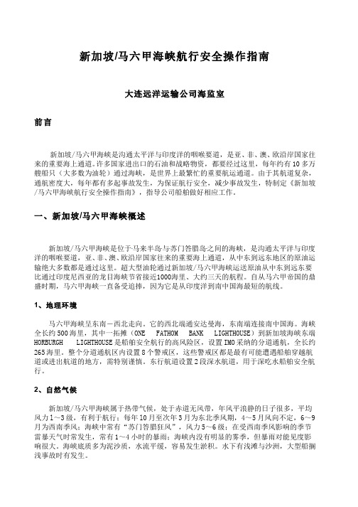 新加坡马六甲海峡航行安全操作指南