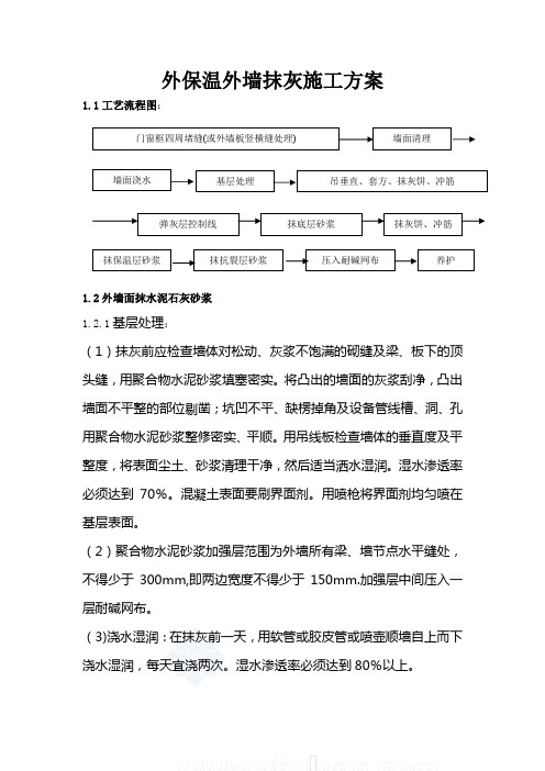 外保温外墙抹灰施工方案