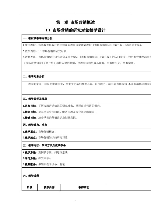 中职市场营销教案精选范本
