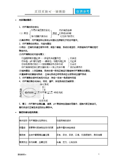 内环境和稳态知识点(基础资料)