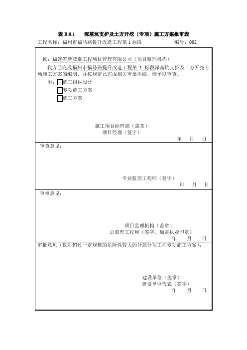 深基坑支护设计报审表,审批表