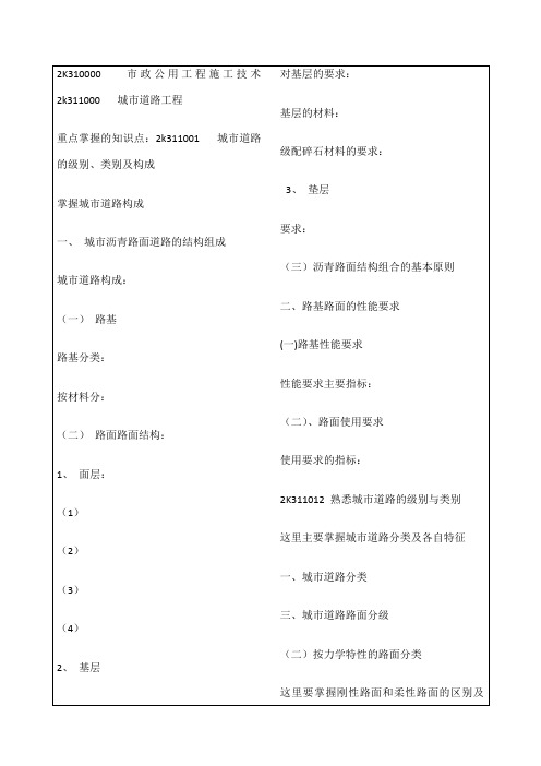 二级建造师市政工程重点知识归纳