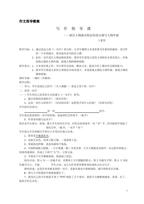 教案一双手写作指导课