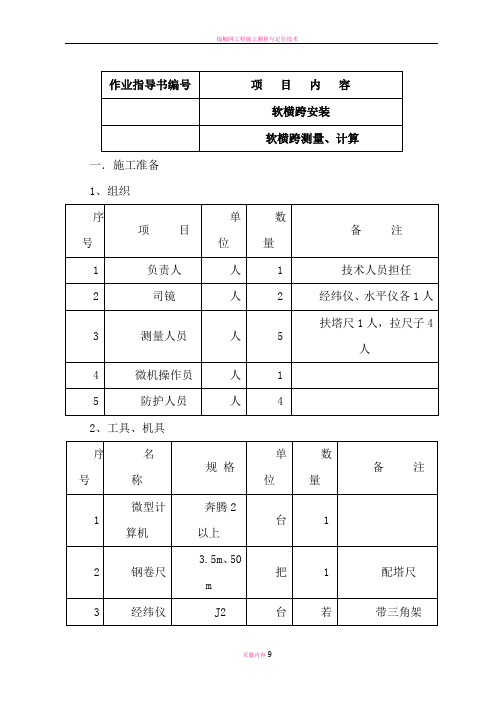 接触网实训教案-软横跨软横跨测量、计算作业指导书