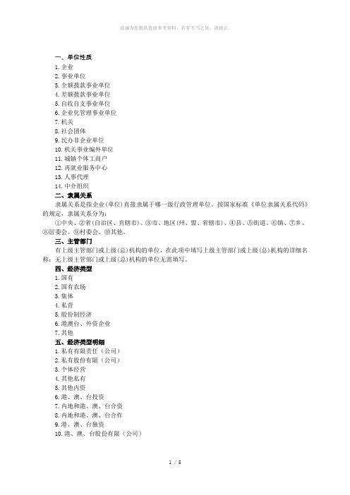 单位性质隶属关系主管部门