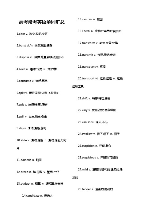 高考常考英语单词汇总