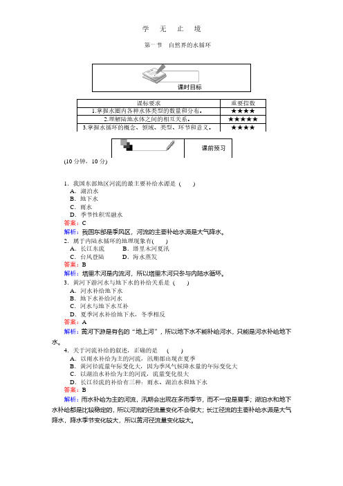 2016-2017学年高中地理人教版必修一练习：3.1自然界的水循环.pdf