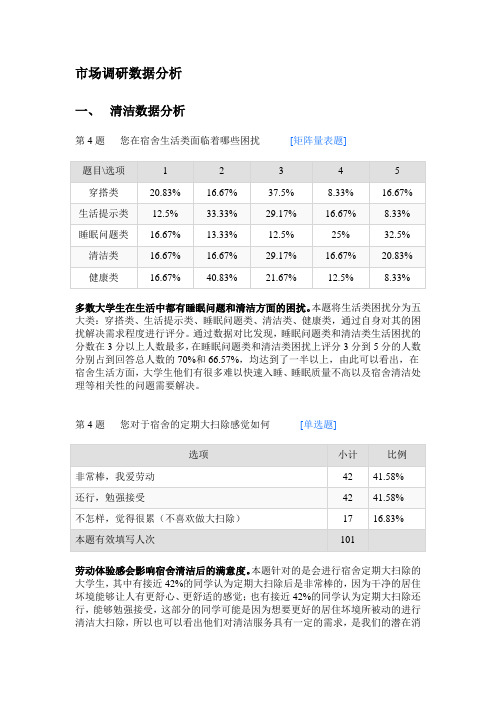 大学生清洗宿舍问卷分析