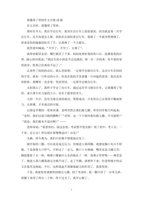 我懂得了坚持作文合集15篇(精选)